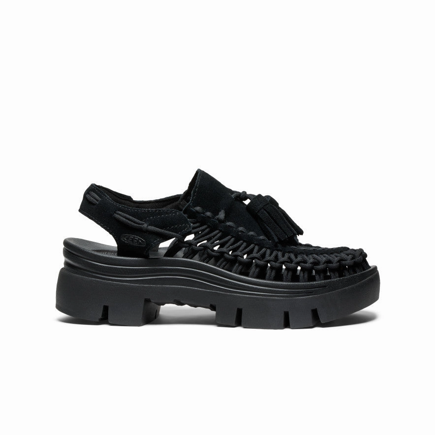 Cushioned Sole All Gender UNEEK PLT Tassel Sneaker  |  Black/Black