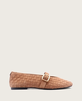 GENTLE SOULS - Winifred Suede Woven Mary Jane Flat Comfortable Walk Breathable fabric