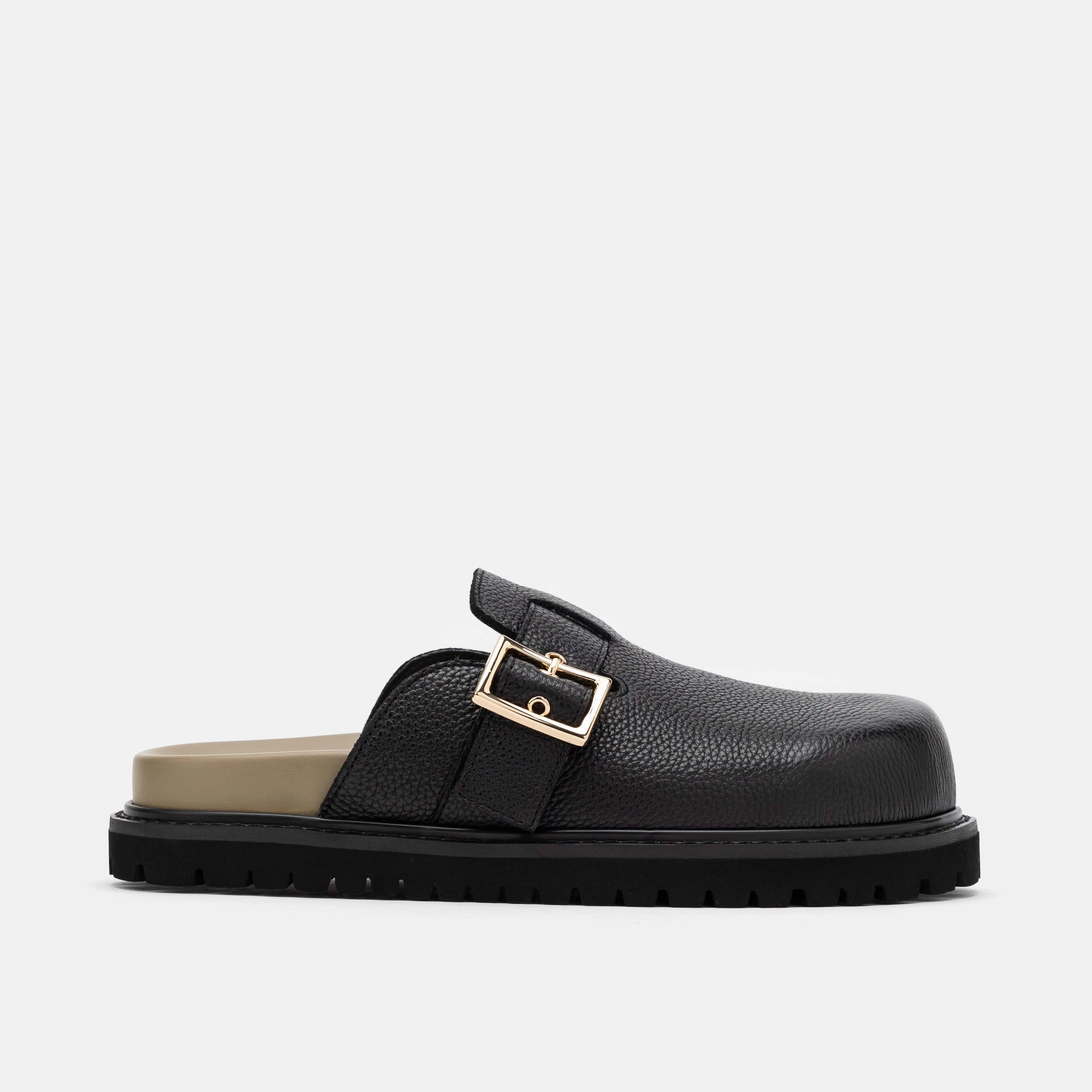 Shiloh Black Leather Clogs Winter Wear Urban Path