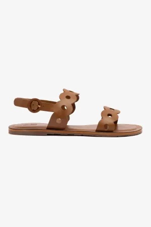 Florence Flat Sandal In Light Caramel Leather Fashionable Functional Shoes