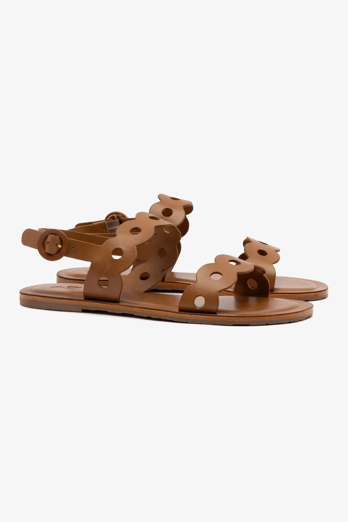 Florence Flat Sandal In Light Caramel Leather Relaxed Walk