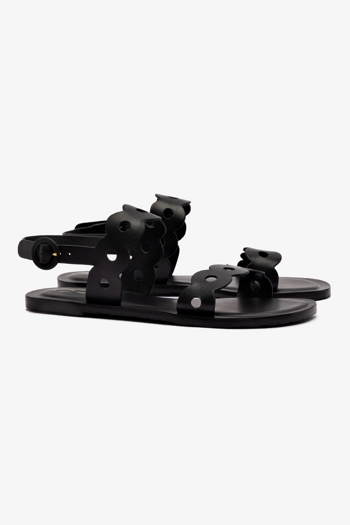 Florence Flat Sandal In Black Leather Business casual