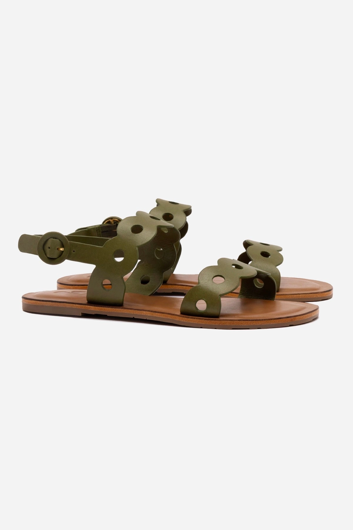 Florence Flat Sandal In Seaweed Leather Urban Comfort