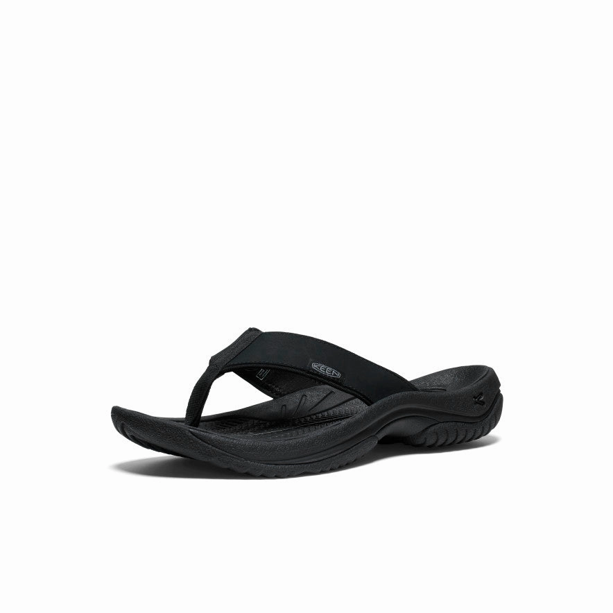Fresh Breeze Men's Kona Leather Flip-Flop  |  Black/Steel Grey