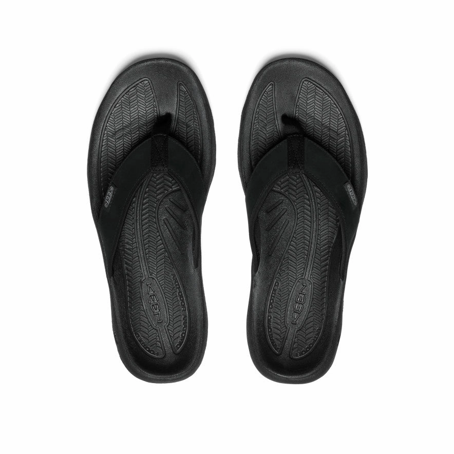 Fresh Breeze Men's Kona Leather Flip-Flop  |  Black/Steel Grey