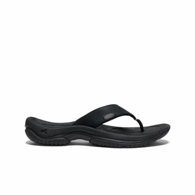 All-Purpose Use Men's Kona Leather Flip-Flop  |  Black/Steel Grey