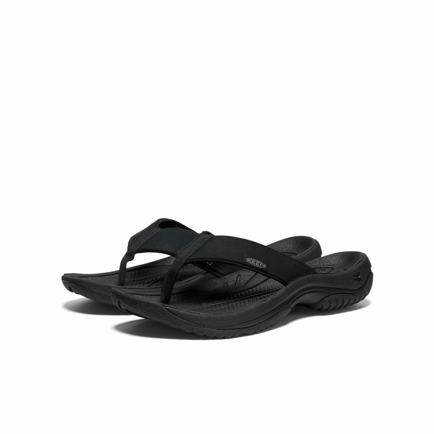 Fresh Breeze Men's Kona Leather Flip-Flop  |  Black/Steel Grey