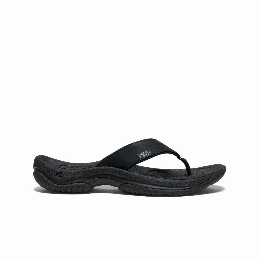 All-Purpose Use Men's Kona Leather Flip-Flop  |  Black/Steel Grey
