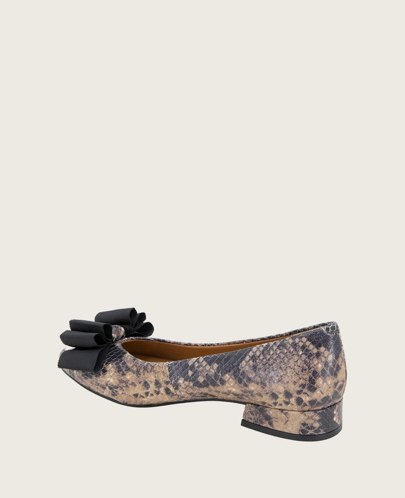 GENTLE SOULS - Atlas Snakeskin Leather Bow Flat Classic Fit
