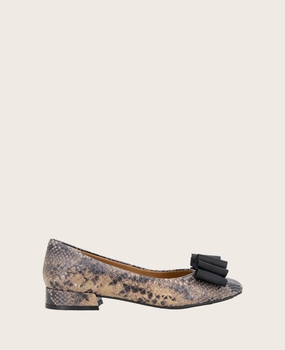 Memory Foam Insoles Light Padding Shoes GENTLE SOULS - Atlas Snakeskin Leather Bow Flat