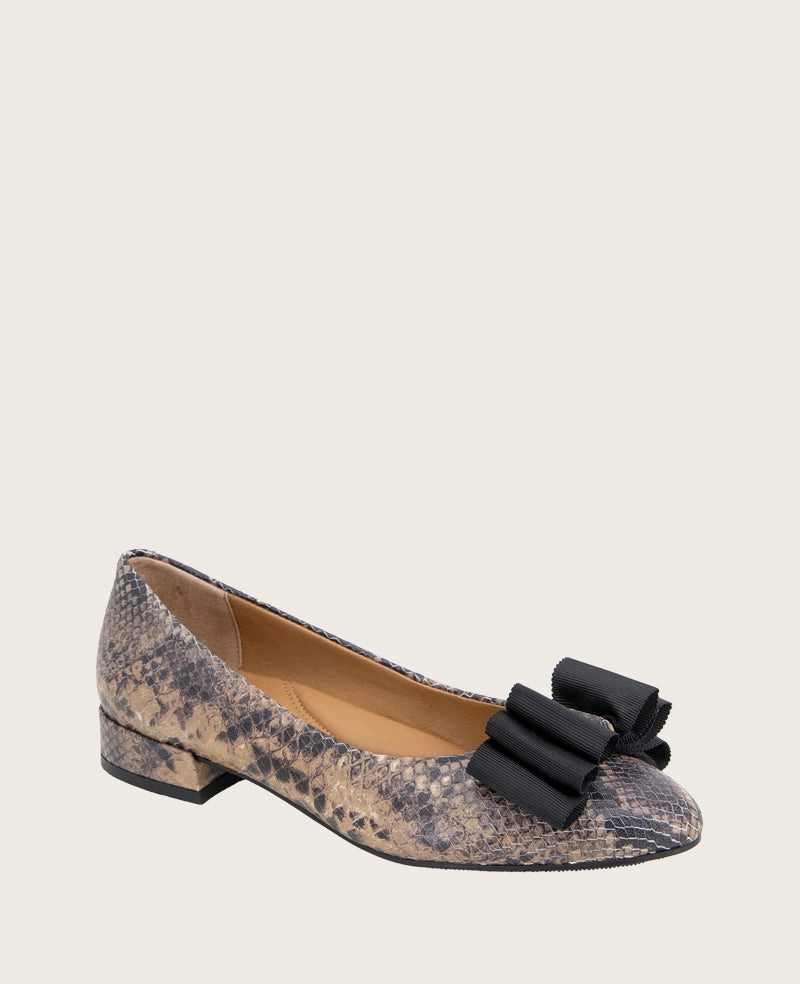 GENTLE SOULS - Atlas Snakeskin Leather Bow Flat Classic Fit