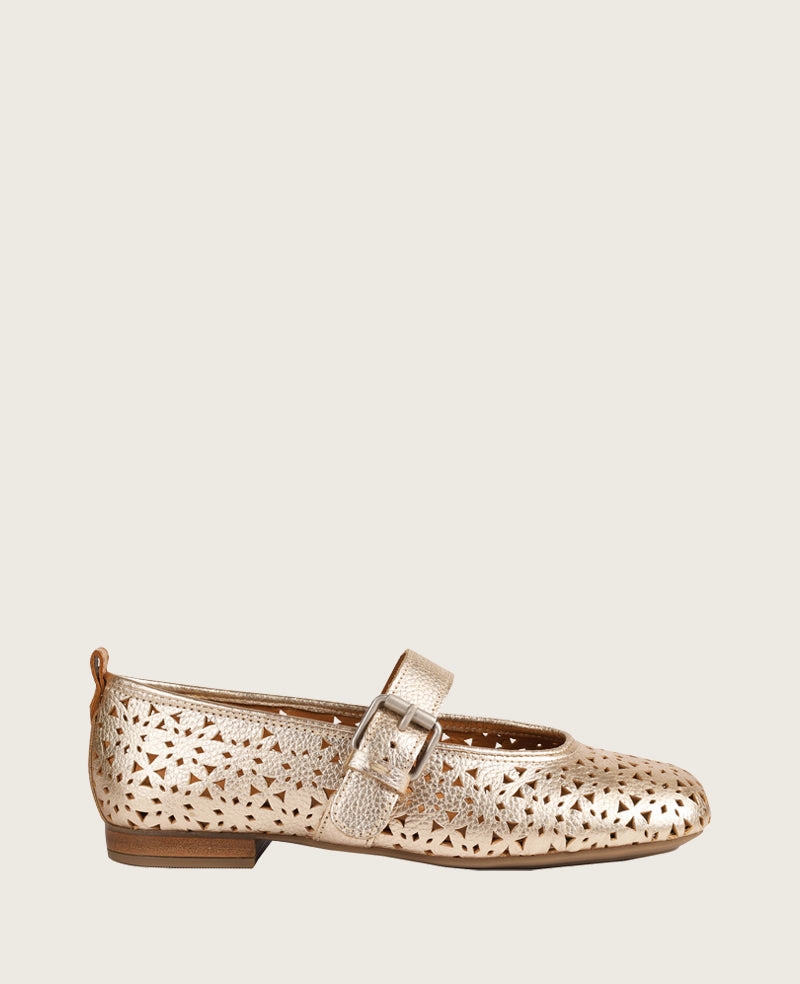 GENTLE SOULS - Karla Perforated Metallic Mary Jane Trendy Appearance Day-To-Night Shoes