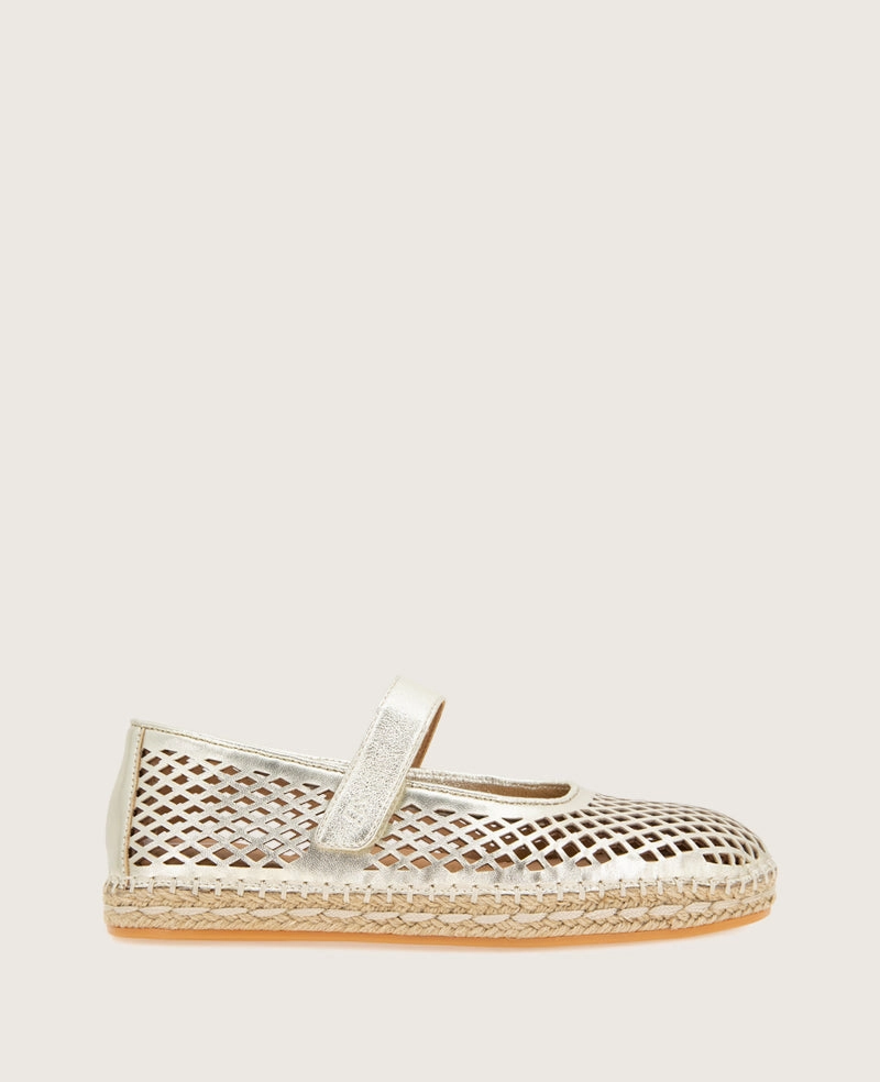 Simple Comfort Elegant Finish GENTLE SOULS - Sienna Metallic Fish Net Mary Jane Espadrille