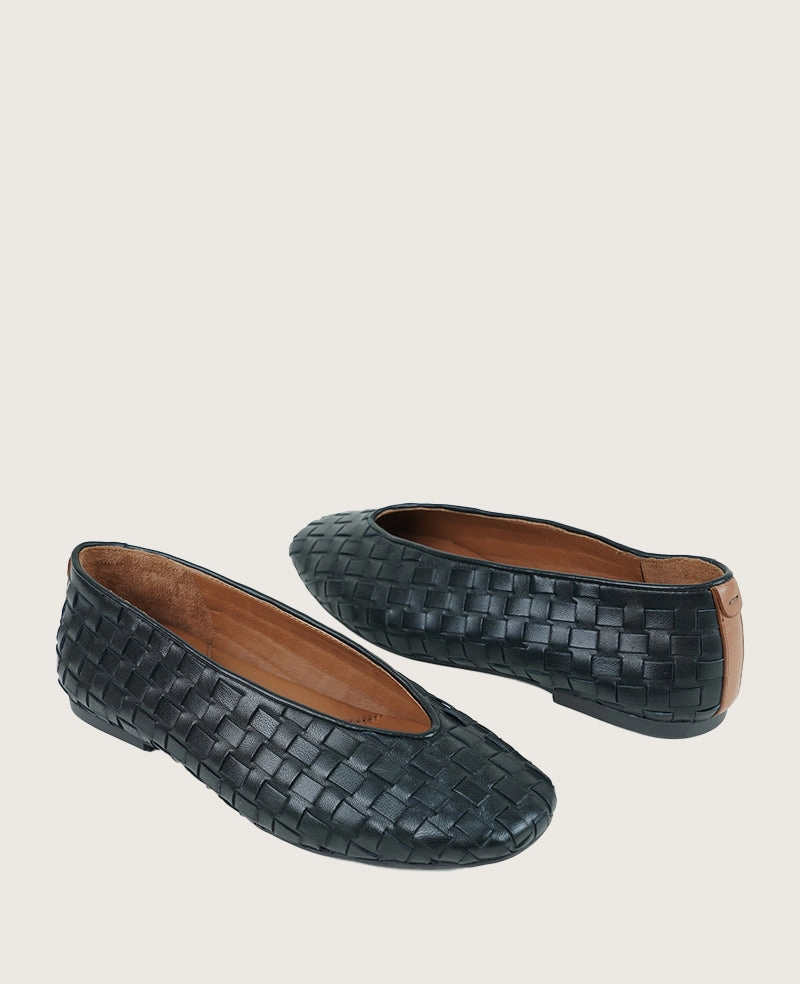 GENTLE SOULS - Willow Woven Leather Flat Step Soft