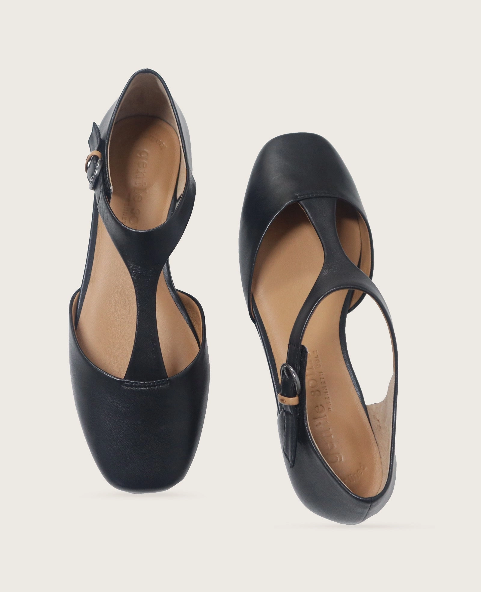 GENTLE SOULS - Wyatt Leather T-Strap Flat Travel Friendly