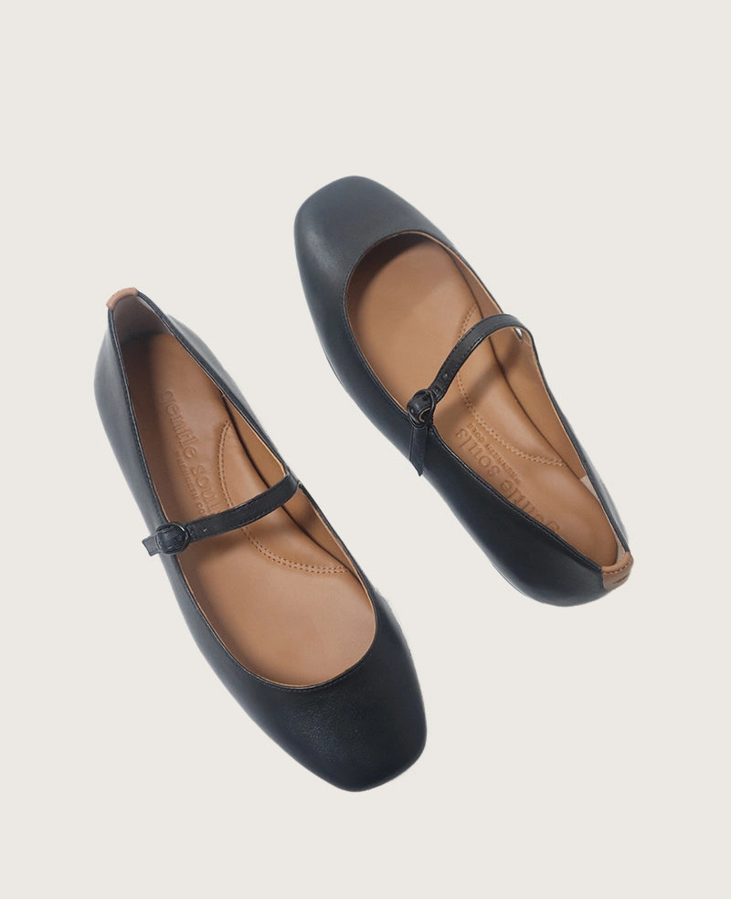 GENTLE SOULS - Wynona Leather Mary Jane Ballet Flat Happy Walk