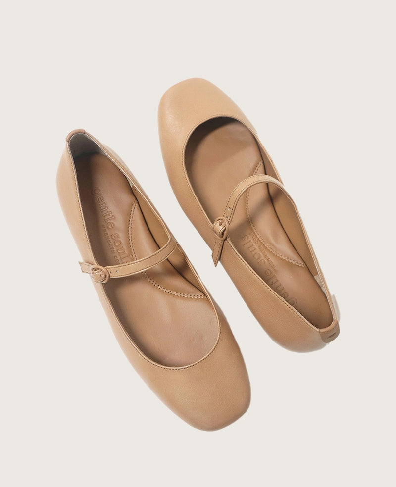 GENTLE SOULS - Wynona Leather Mary Jane Ballet Flat Style Ready