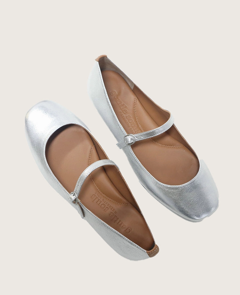 GENTLE SOULS - Wynona Metallic Mary Jane Ballet Flat Ballet Inspired