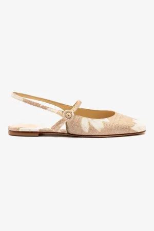 Stylish Comfort Georgina Ballet Flat In Beige Printed Raffia