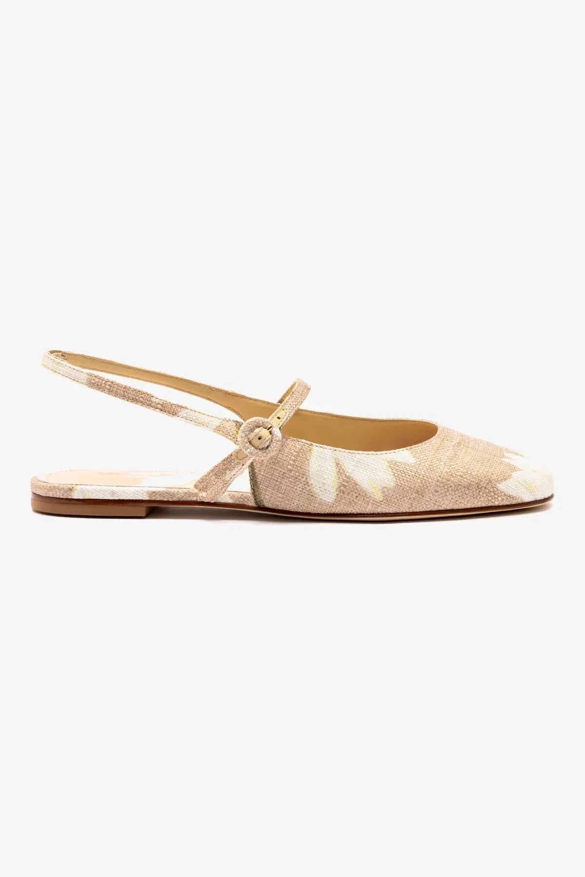 Stylish Comfort Georgina Ballet Flat In Beige Printed Raffia