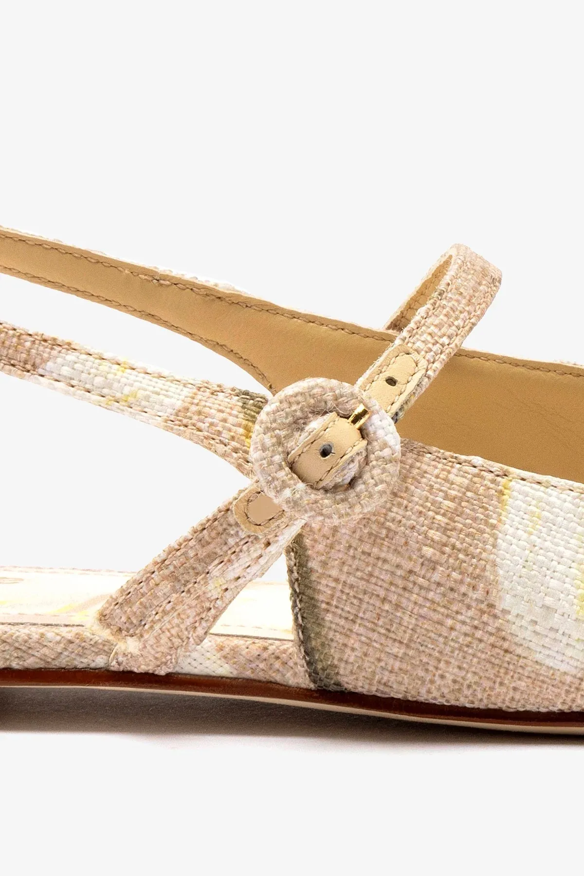 Georgina Ballet Flat In Beige Printed Raffia Flexible Upper