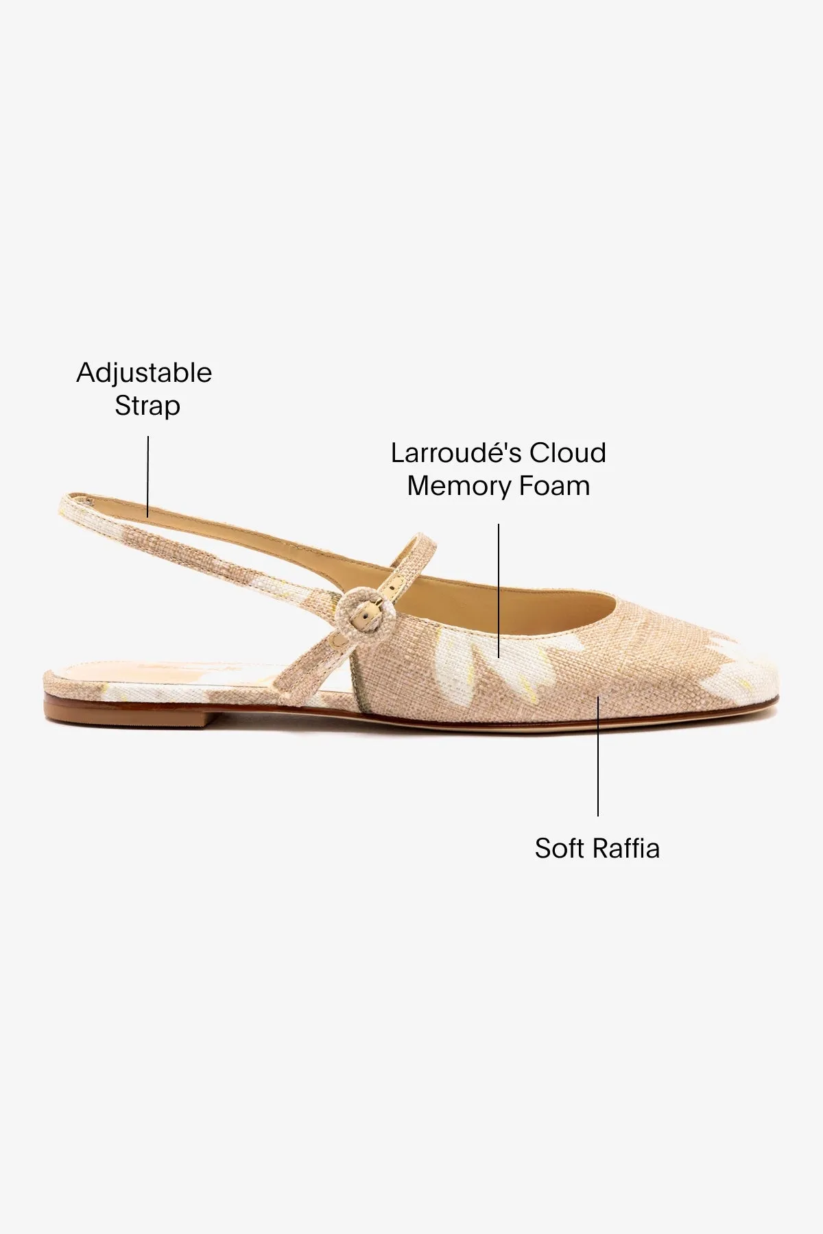 Georgina Ballet Flat In Beige Printed Raffia Flexible Upper