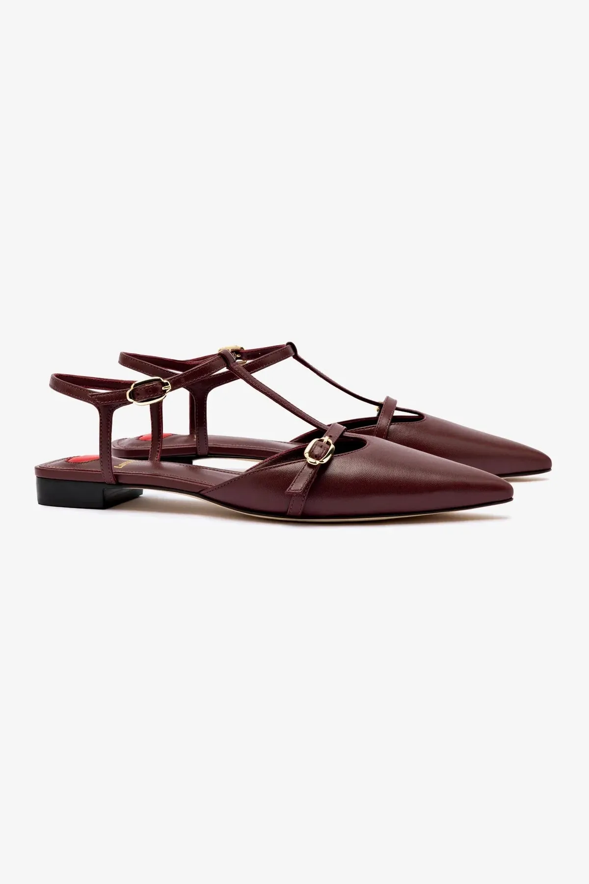 Grace Flat In Burgundy Leather Premium Finish