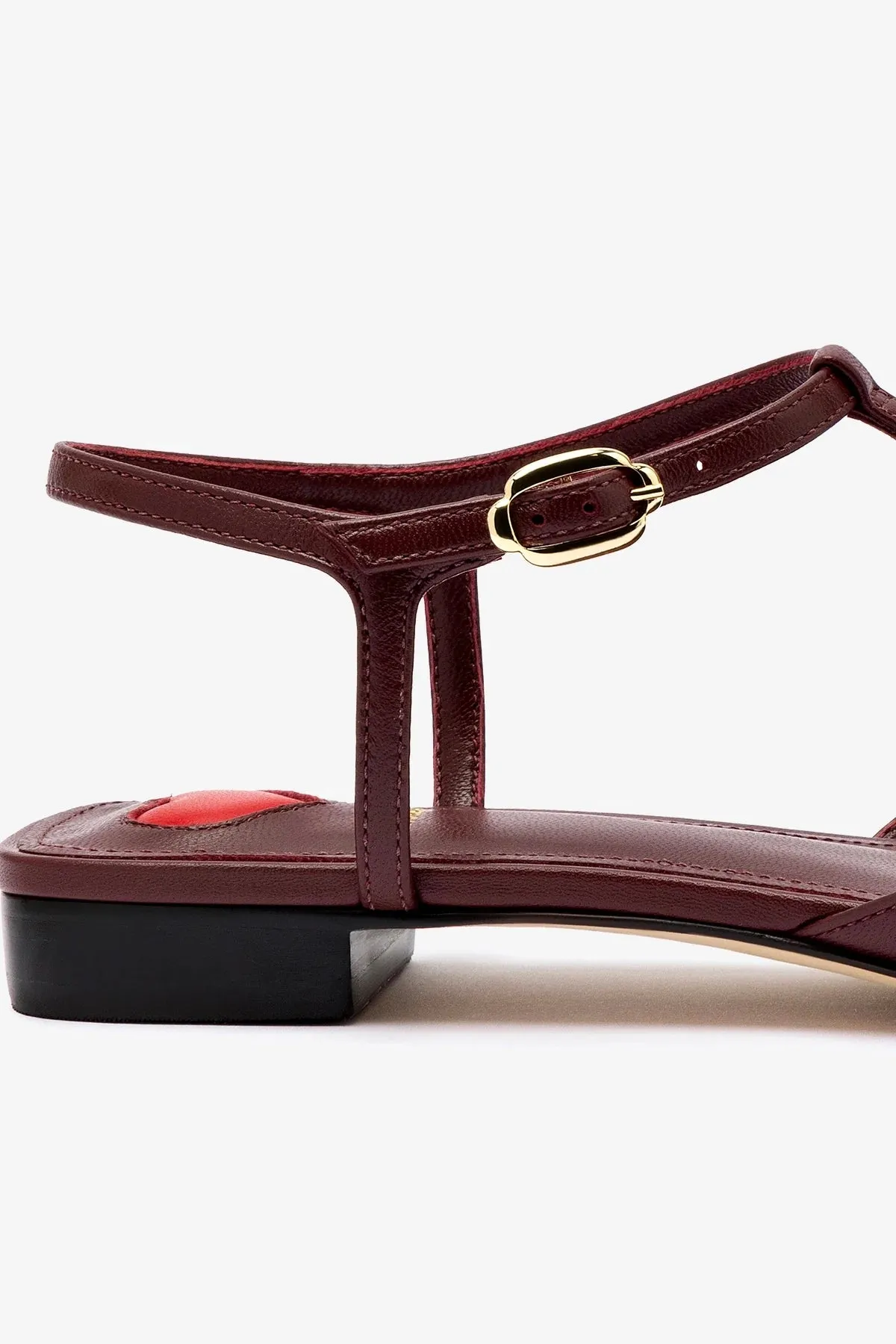 Grace Flat In Burgundy Leather Premium Finish