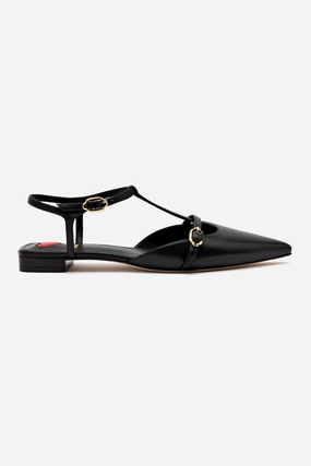 Grace Flat In Black Leather Casual Comfort Comfort Technology Shoes