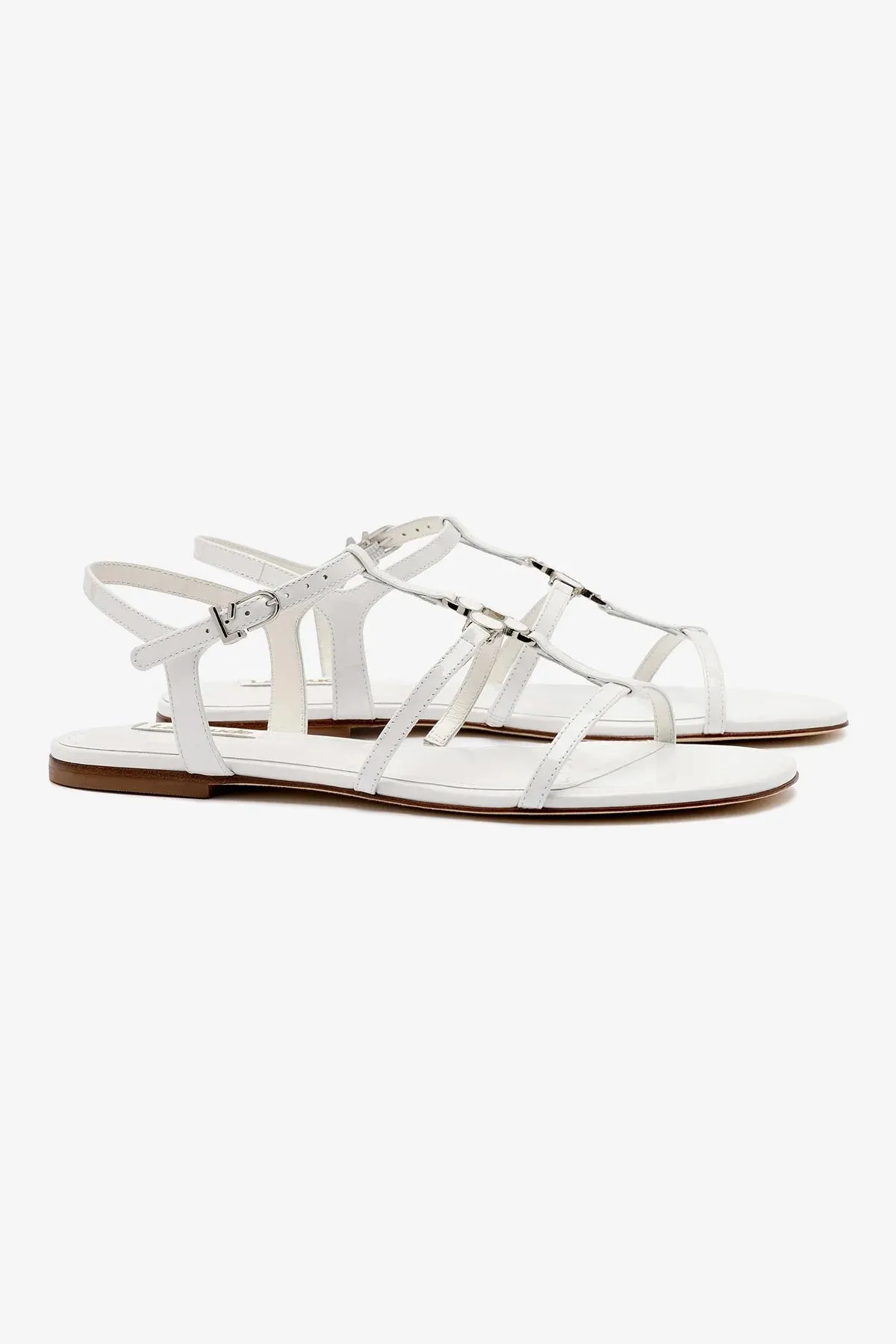 Hana Flat In White Patent Leather Casual Style