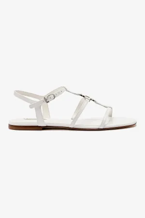 Versatile Walk Flexible Outsole Shoes Hana Flat In White Patent Leather