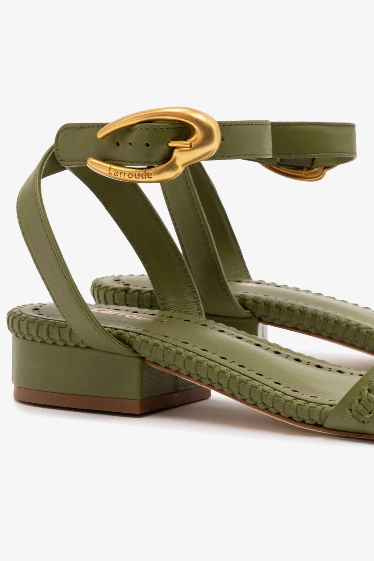 Heel Cushion Verona Flat Sandal In Seaweed Leather