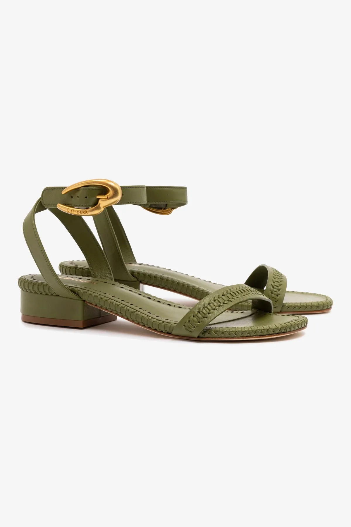 Heel Cushion Verona Flat Sandal In Seaweed Leather