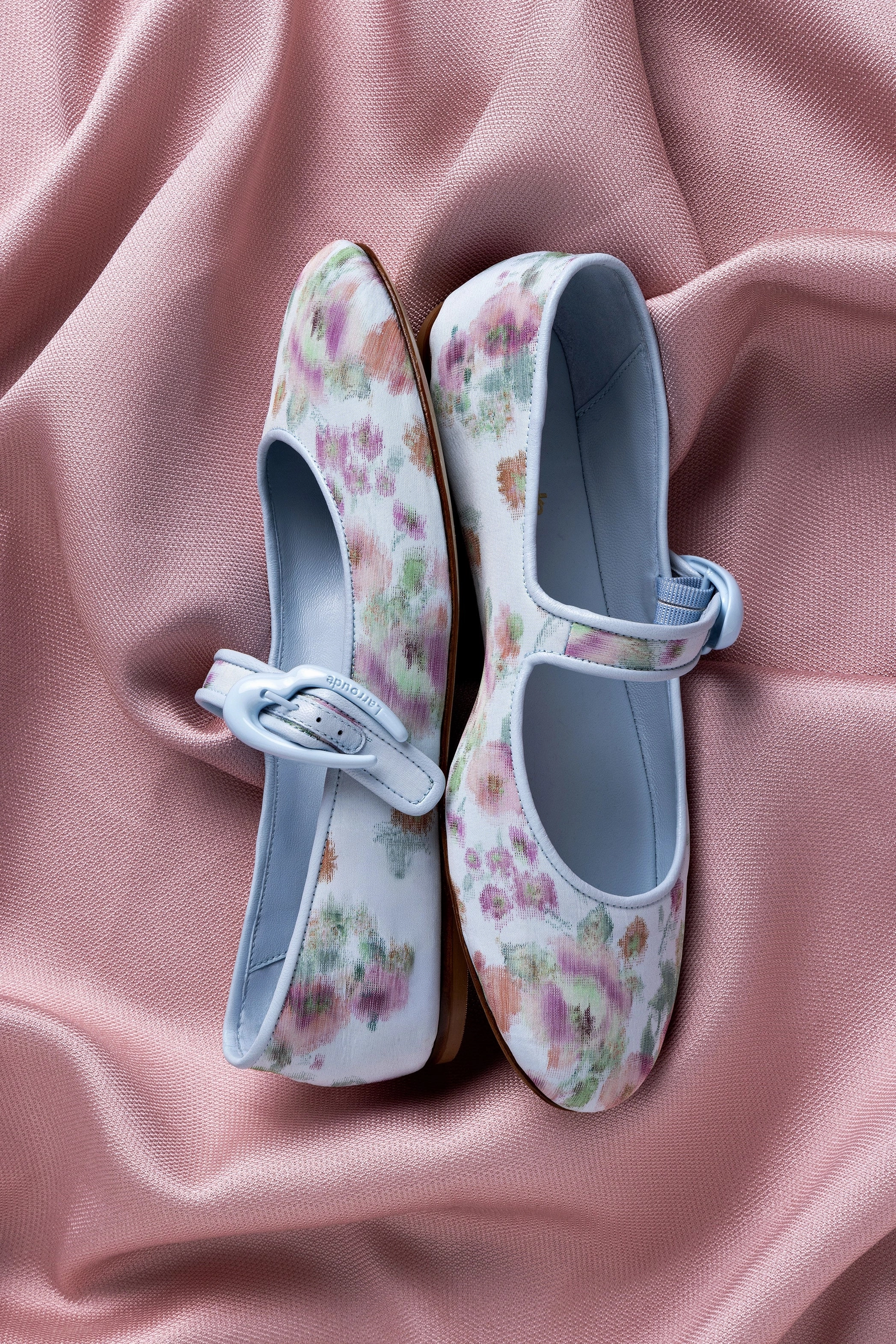 High Durability Larroud?? x Markarian Verona Ballet Flat In Apple Blue Floral Ikat