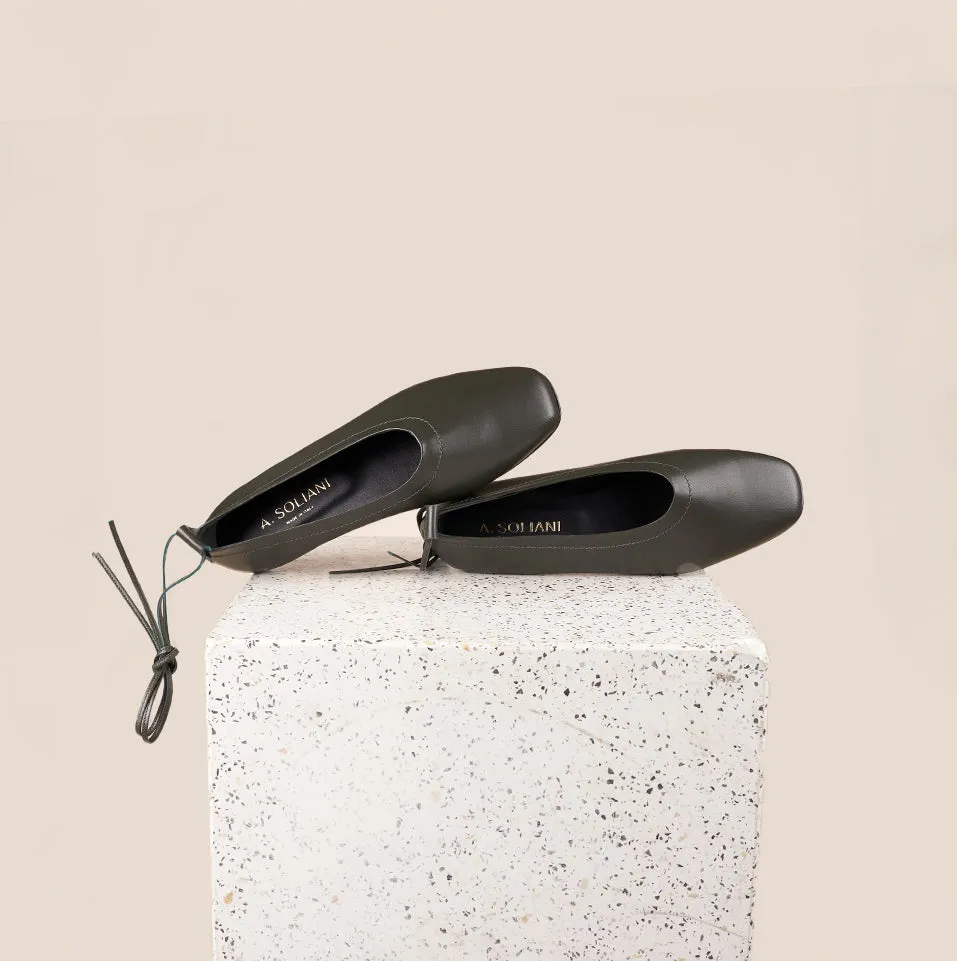 All-Purpose Shoes Vegan Leather Shoes Imola - Olive leather (Removable Ties)
