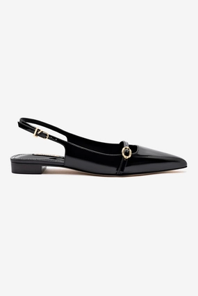 Elegant Cushion Ines Flat In Black Patent Leather