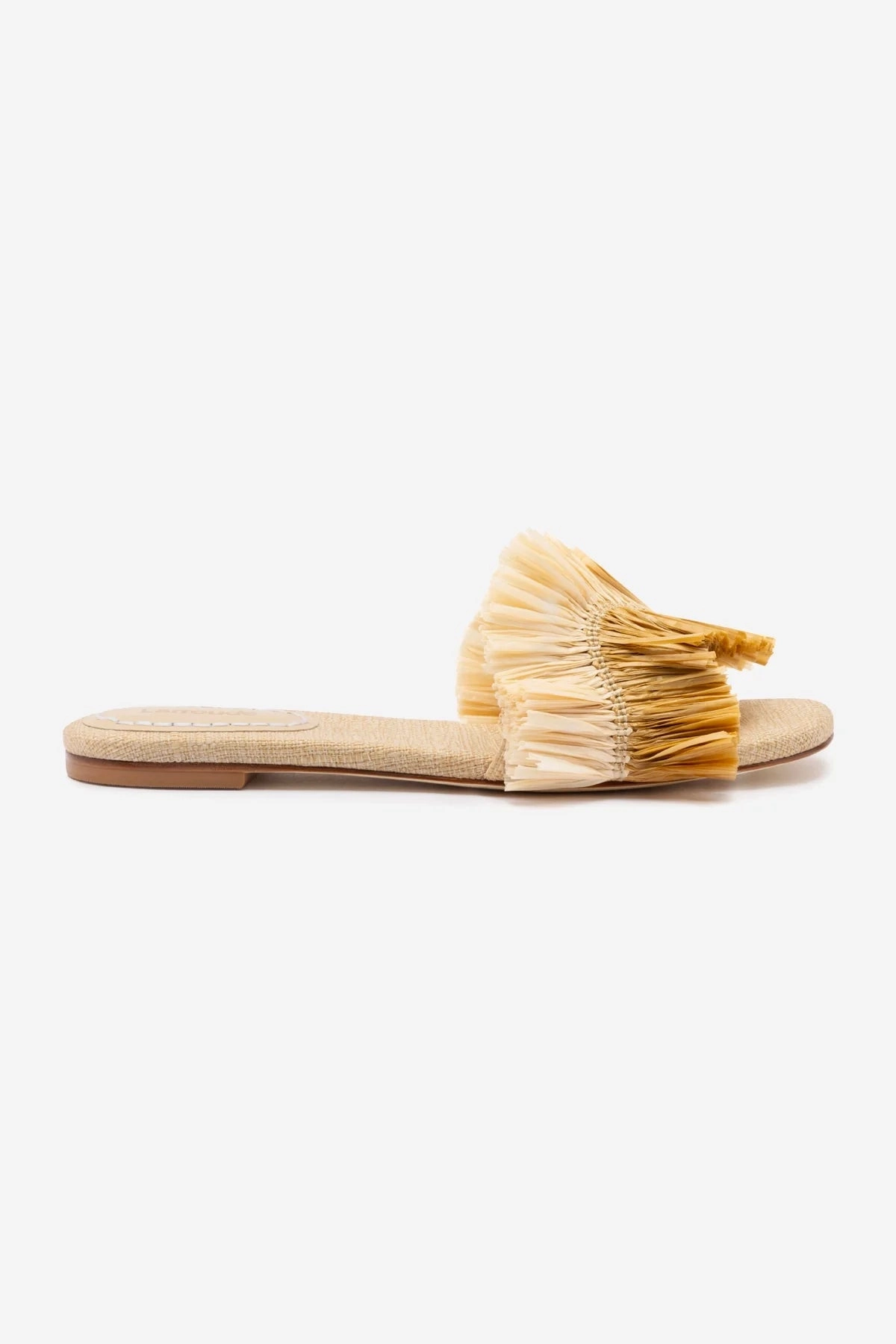 Ivy Fringe Flat In Beige Raffia All-day Comfort Odor Control Footwear