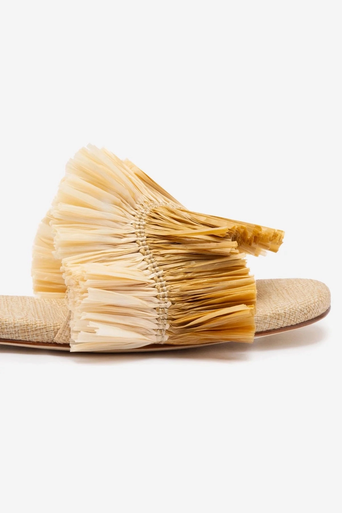 Ivy Fringe Flat In Beige Raffia Easy Care