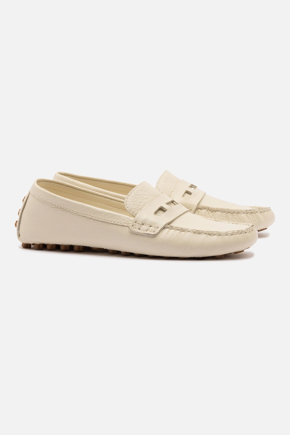 Joy Mocassin In Ivory Leather Comfortable Cushioning