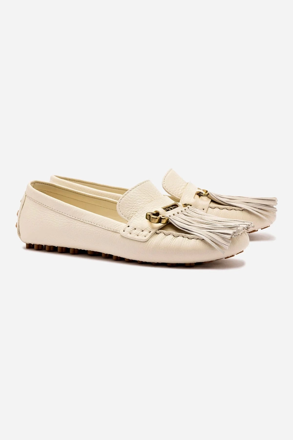 Joy Mocassin In Ivory Leather Comfortable Cushioning