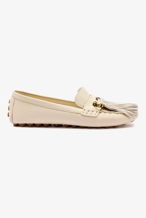 Joy Mocassin In Ivory Leather Soft Lining Shoes Comfortable Design