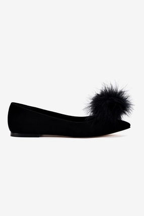 Lee Pompom Flat In Black Suede Chic Minimalist Design Everyday Comfort