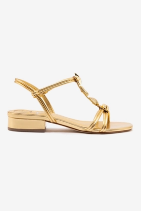Shelly Flat Sandal In Gold Metallic Leather Arch Support Shoes Easy Fit