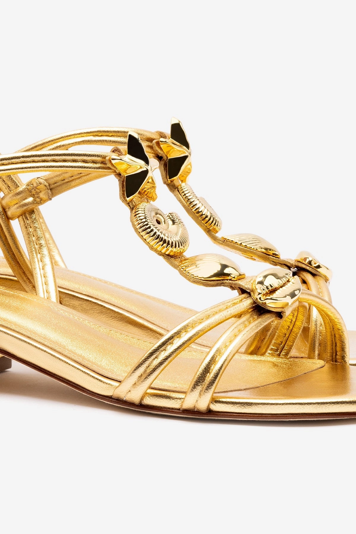 Light Comfort Shelly Flat Sandal In Gold Metallic Leather