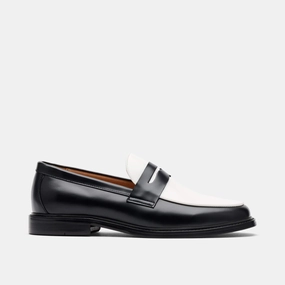 Calum Black/White Calf Leather Penny Loafers Flex Path