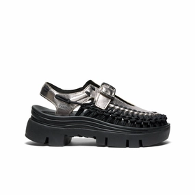 All Gender UNEEK PLT Mary Jane Sneaker  |  Silver/Black Urban Move Pro Soft Design