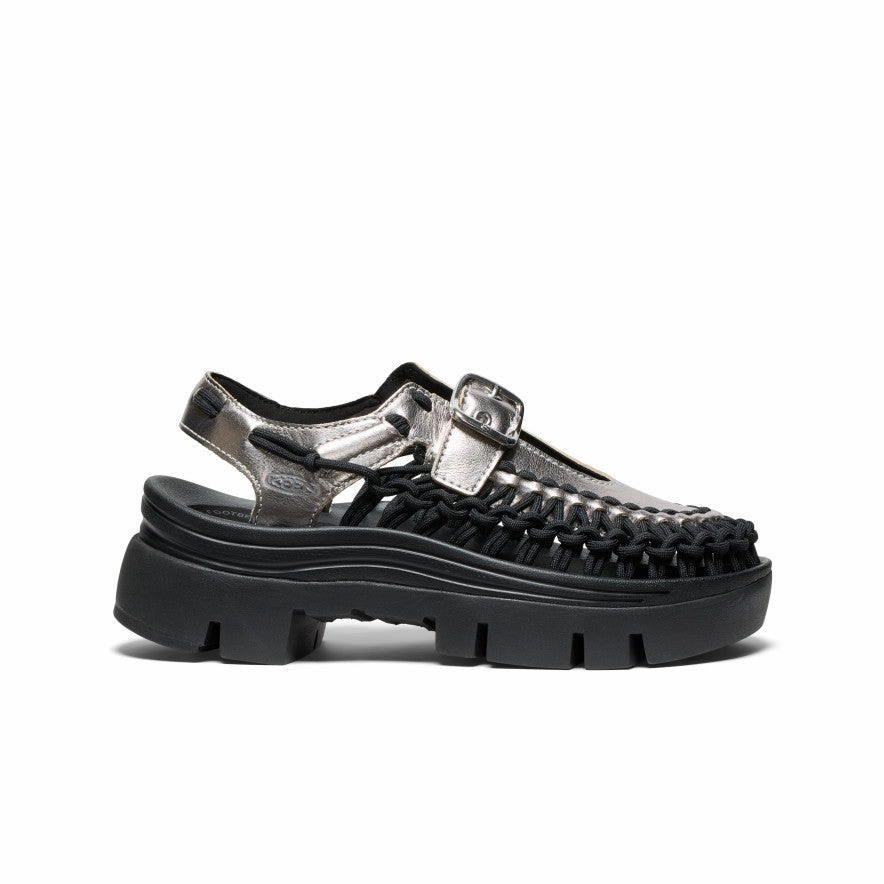 All Gender UNEEK PLT Mary Jane Sneaker  |  Silver/Black Urban Move Pro Soft Design