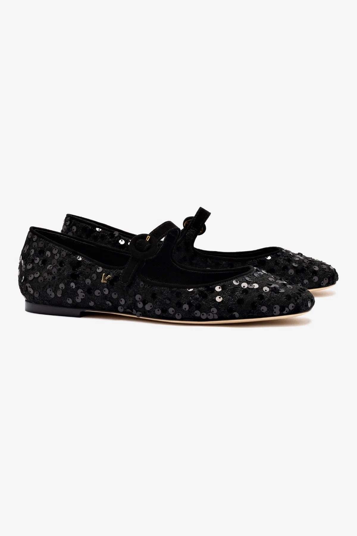 Light Weight Blair Ballet Flat In Black Sequins