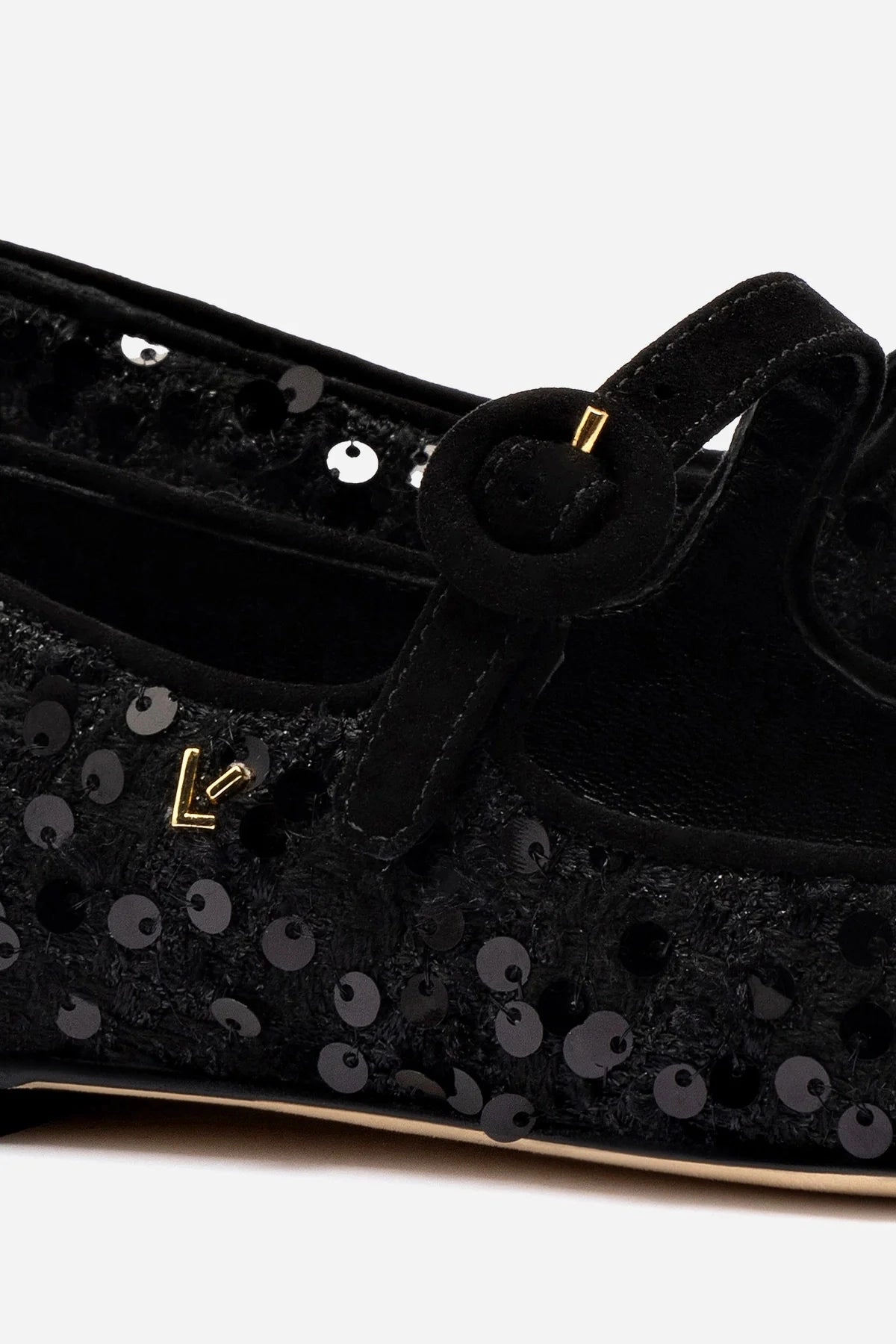 Light Weight Blair Ballet Flat In Black Sequins