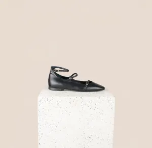 Nola Almond - Black Leather Lightweight Construction Heel Cushion Shoes